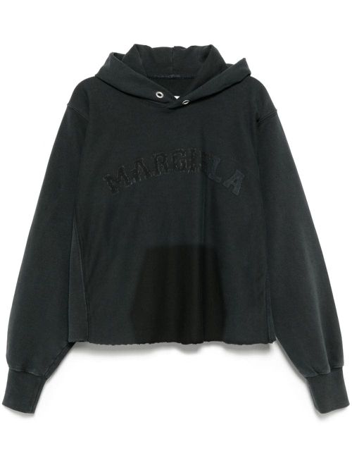 Logo-embroidered hoodie - Black