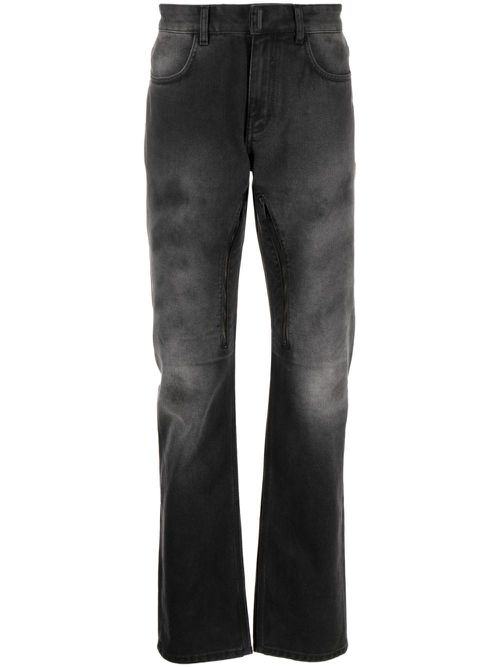 Straight-leg stonewashed jeans - Black
