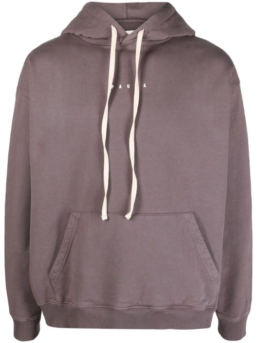 Logo-embroidered cotton hoodie - Purple