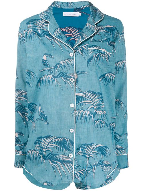 Leaf print short pyjama set - Blue