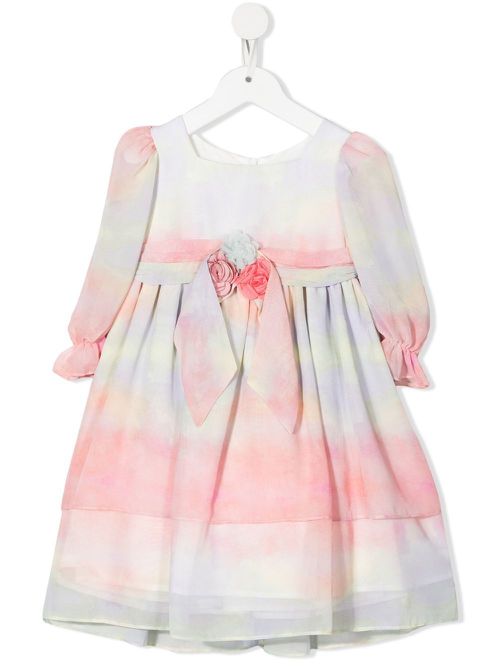 Tie-dye floral-appliqué dress - Green