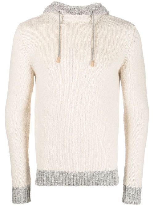 Ribbed-knit two-tone hoodie - Neutrals