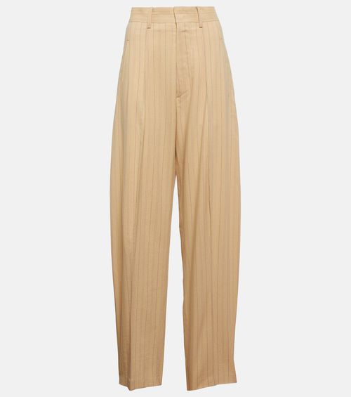 Pinstriped high-rise pants