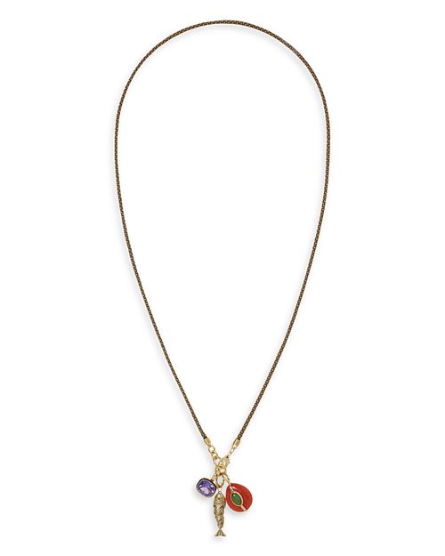 The Cubic Triple Charm Cord Pendant Necklace, 32