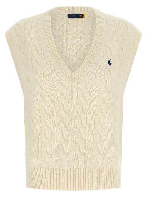 Cable-Knit Wool-Cashmere Vest — Cream