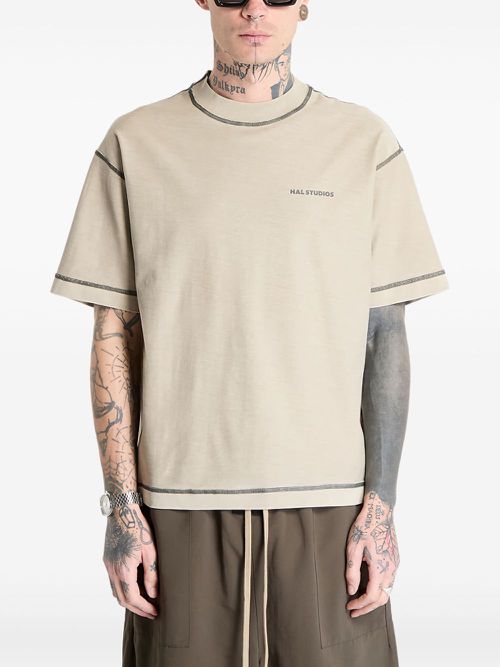 Contrast-stitched T-shirt - Neutrals