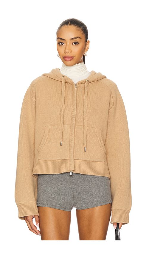 SIMKHAI Dakota Cropped Hoodie in Beige. - S also in L