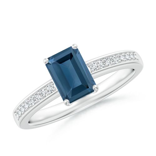 Angara 1.2 Carats Octagonal London Blue Topaz Cocktail Ring with Diamonds in Platinum