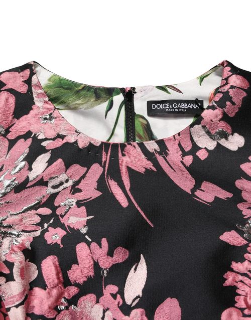 Floral Brocade A-Line Mini Dress — Multicolor