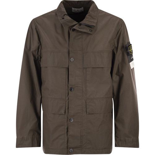 Stone Island Field Jacket With Pigmented Wax Coating