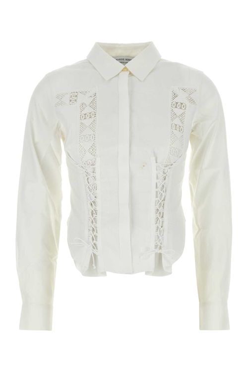 Lace-Trimmed Cotton Shirt — White