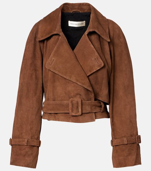 Hatti belted cropped suede jacket