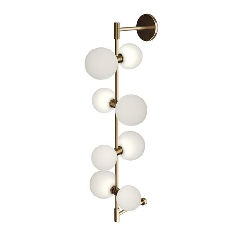 ModernRail 8-Light 36" Wall Sconce in Aged Brass and Glass Orb