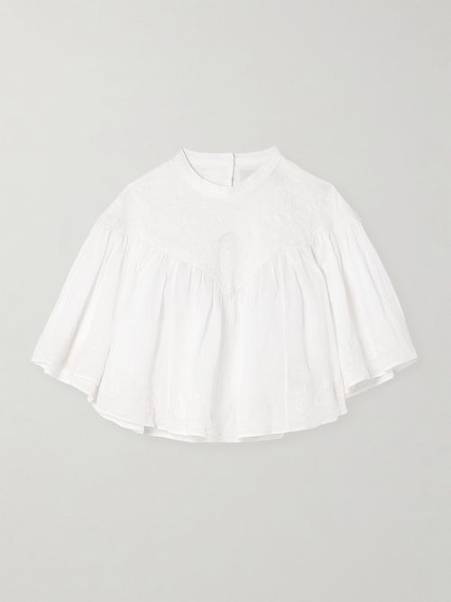 Elodia Embroidered Ramie Blouse - White