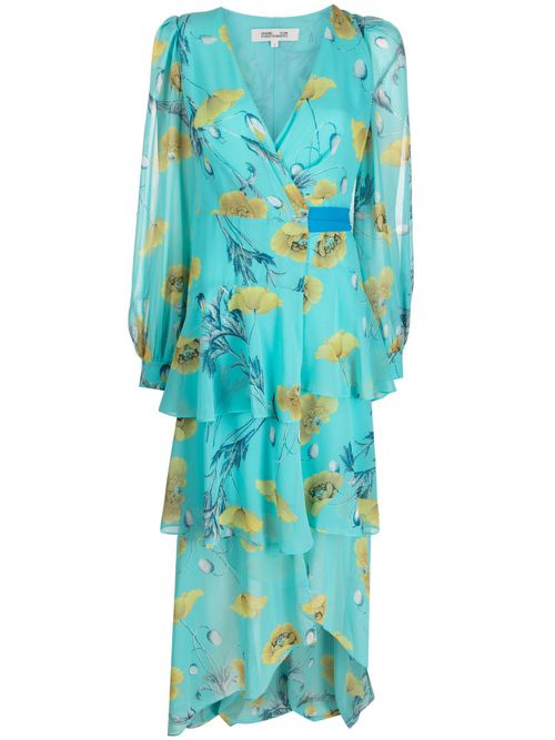 Silvia floral-print tiered dress - Blue