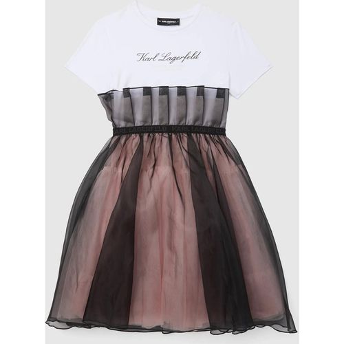Karl Lagerfeld - Mesh-kleid Für Mädchen, Weiss/pink, Größe: 10y