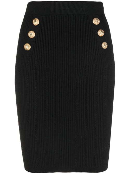 High-waisted knitted skirt - Black
