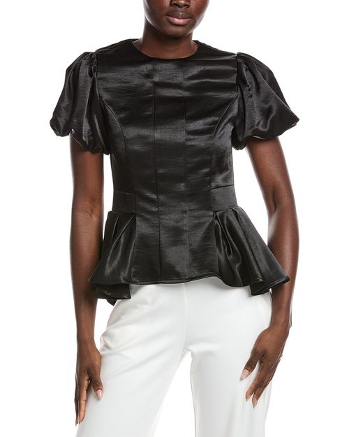Puffed Sleeve Ruffle Bottom Top