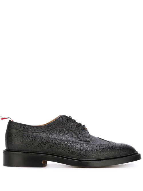 Pebbled leather longwing brogues - Black