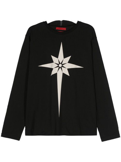 Origami-print mask T-shirt - Black