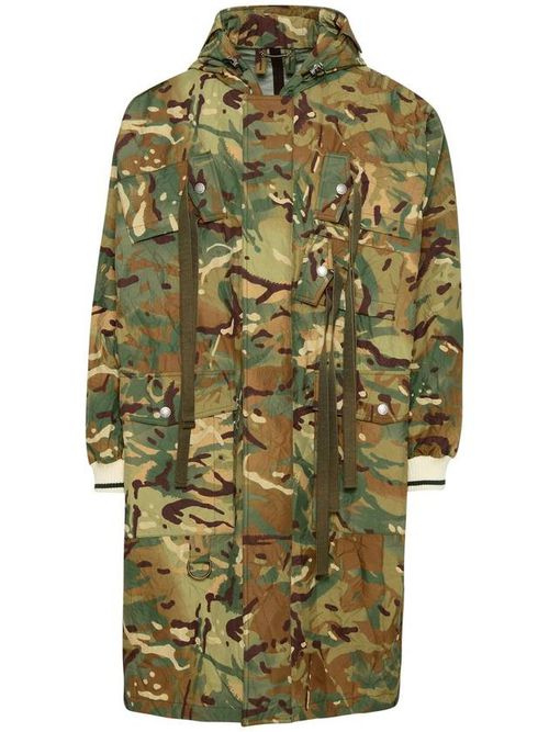 Camouflage-print hooded jacket 