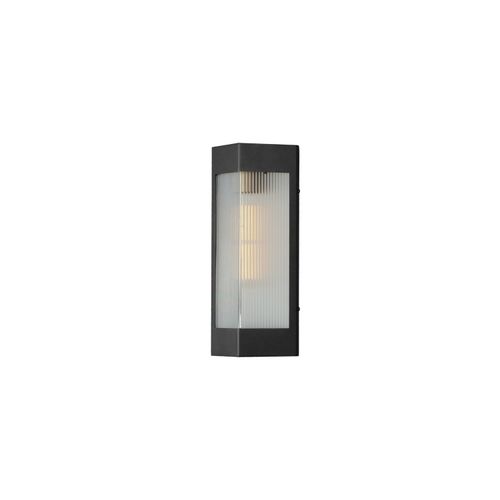 Triform 1-Light Outdoor Wall Sconce in Black with Antique Bra