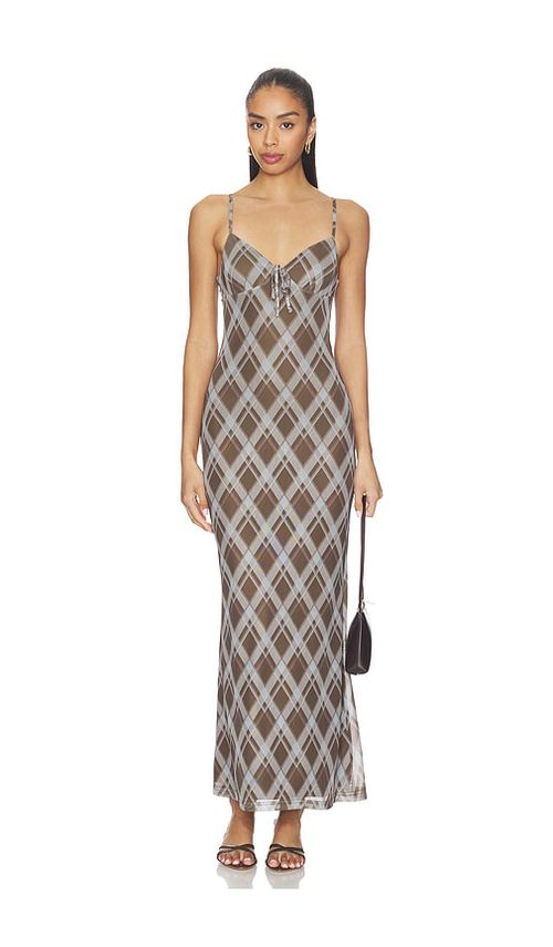 ALL THE WAYS Elaine Maxi Dress in Brown,Light Grey. - M also in L, S, XL