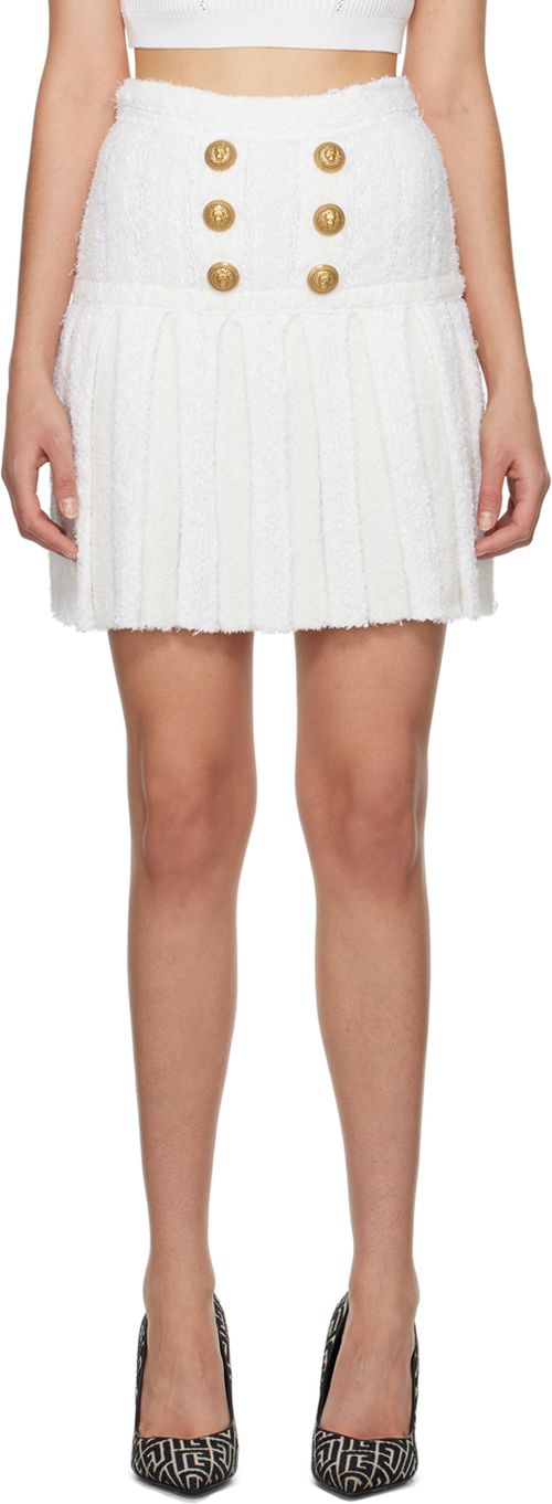 White pleated mini skirt
