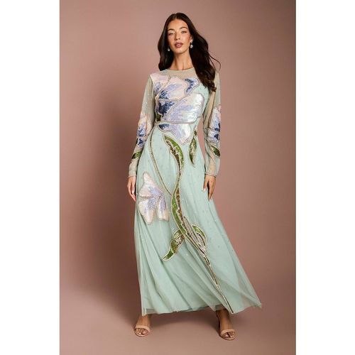 Coast Women's Embellished Long Sleeve Floral Maxi Dress in Light Blue