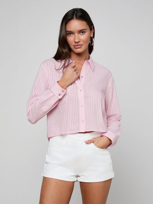 Cosette Shirt In Cameo Pink/ivory Stripe