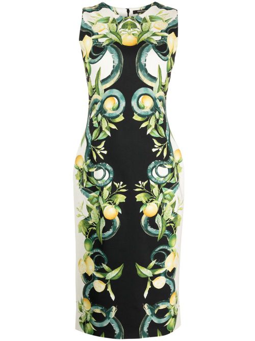 Lemon-print midi dress - Multicolour