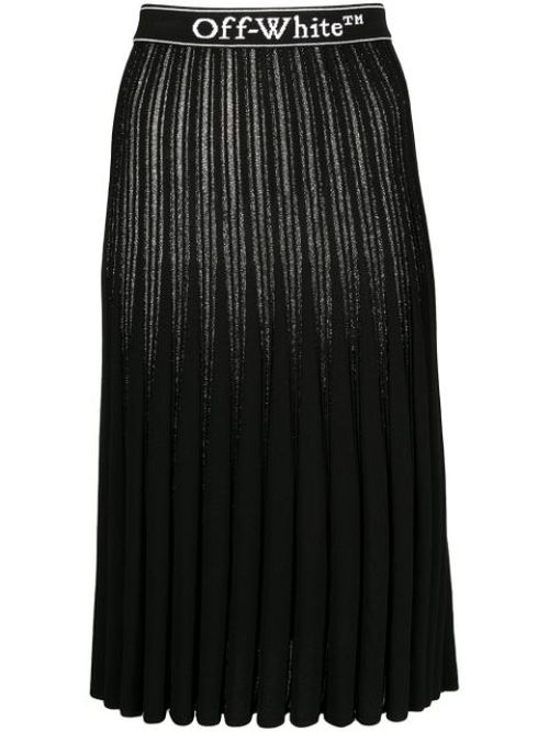 Metallic knitted pleated skirt
