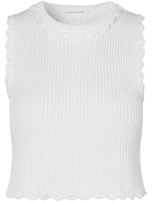 Vimona ribbed-knit top - White
