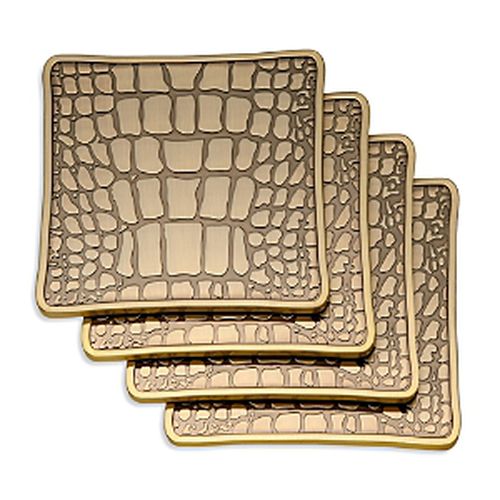 Croc Textured Brass Coasters, Set of 4