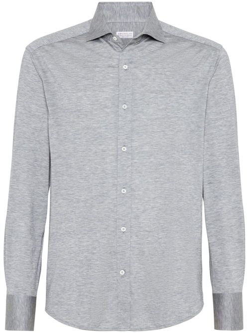 Silk-cotton button-up shirt - Grey