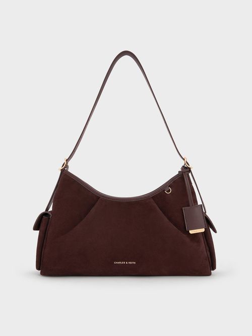 Charles & Keith - Khai Recycled Suede Side-Pocket Shoulder Bag