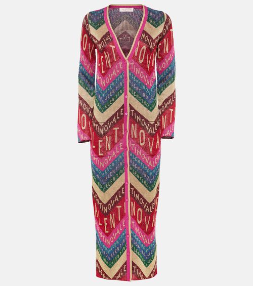 Logo knitted jacquard midi dress