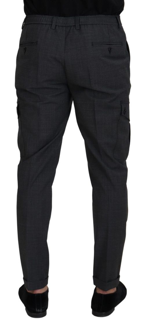 Checked Wool-Blend Stretch Cargo Pants — Gray