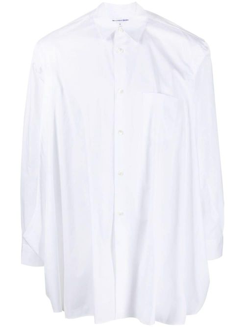 Side-Slit Cotton Shirt — White