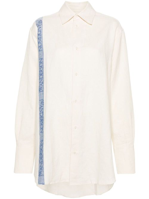 Logo-stripe cotton blend shirt - Neutrals