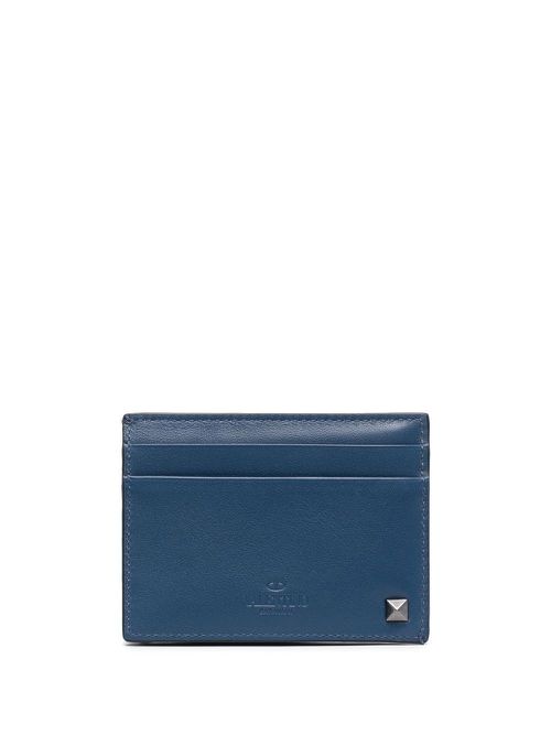 Rockstud leather cardholder - Blue