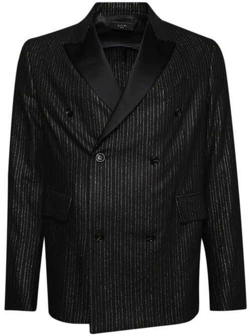 Metallic-stripe double-breasted blazer - Black