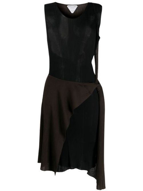 Bicolour sheer rib-knit dress