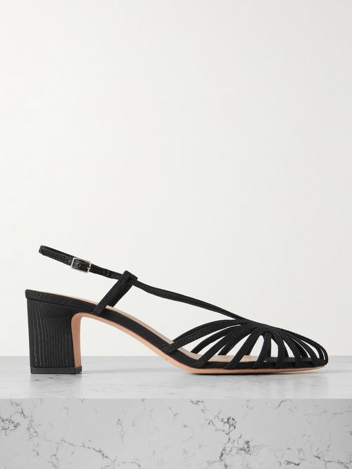 Priscilla Moiré Sandals - Black