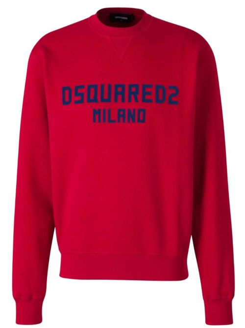 Dsquared2 Milano Flocked Logo Red Sweatshirt - Red