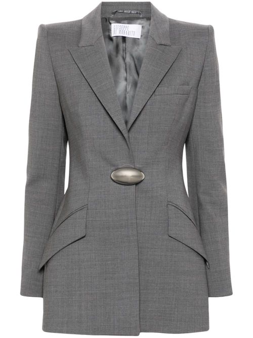 Brooch-detail blazer - Grey