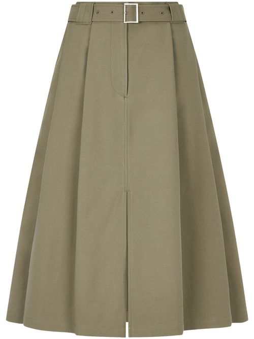 City belted two-tuck skirt - Green
