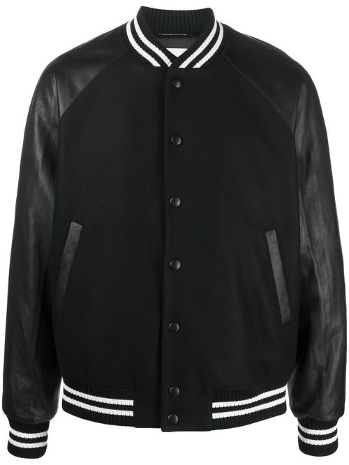 Contrast-sleeve bomber jacket - Black