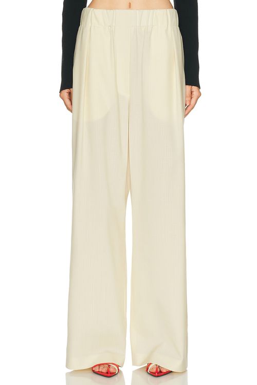 Jil Sander Wide Leg Trouser in Vanilla - Cream. 34 also
