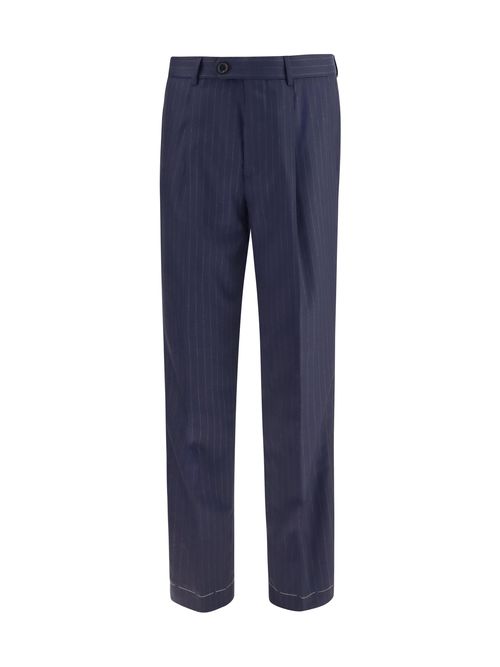 Virgin Wool Batavia Pinstriped Trousers — Navy